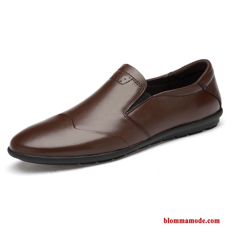 Loafers Båtskor Allt Matchar Äkta Läder Slip On British Casual Trend Business Herr Svart