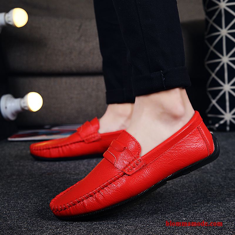 Loafers Båtskor Trend Herr Slip On Casual 2019 Köra Bil Höst Röd Svart