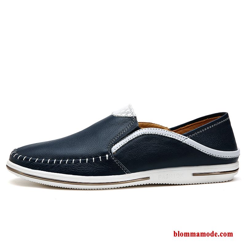 Loafers Casual Slip On Mjuka Loafer Äkta Läder Herr Business Skor Vit