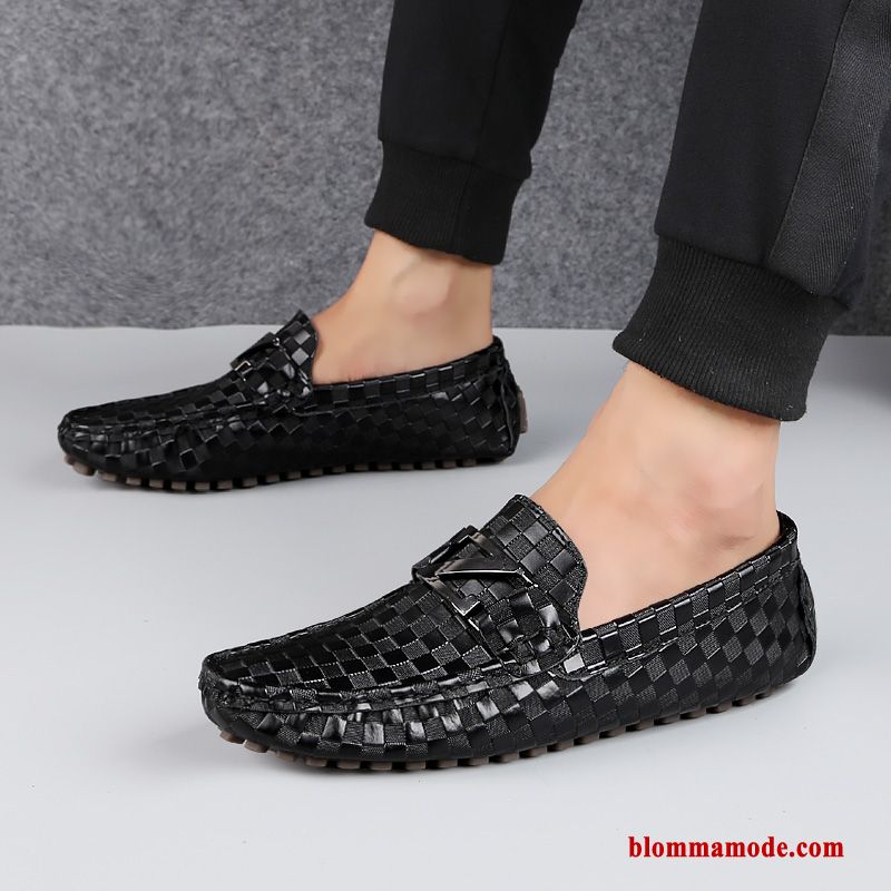 Loafers Herr Båtskor Casual Mjuka Äkta Läder Sommar Läderskor 2019 Vit Svart