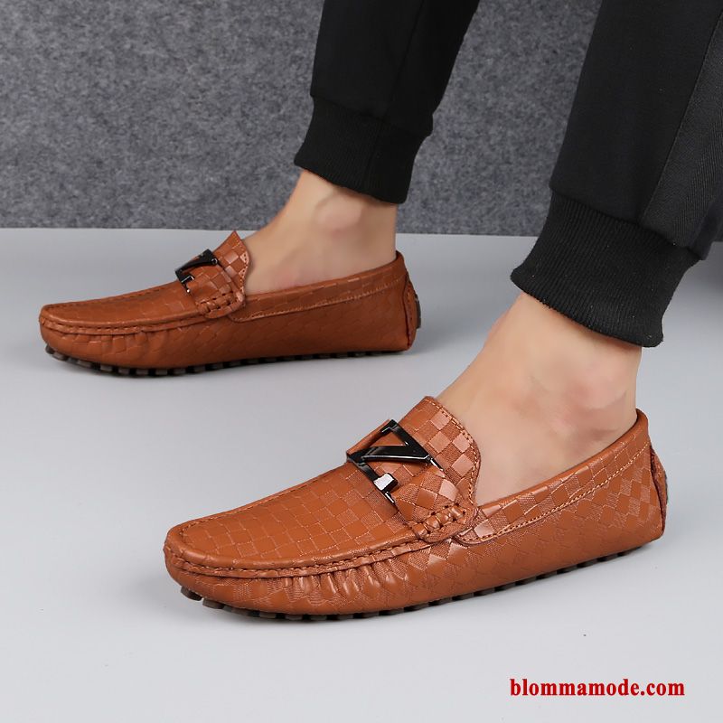 Loafers Herr Båtskor Casual Mjuka Äkta Läder Sommar Läderskor 2019 Vit Svart