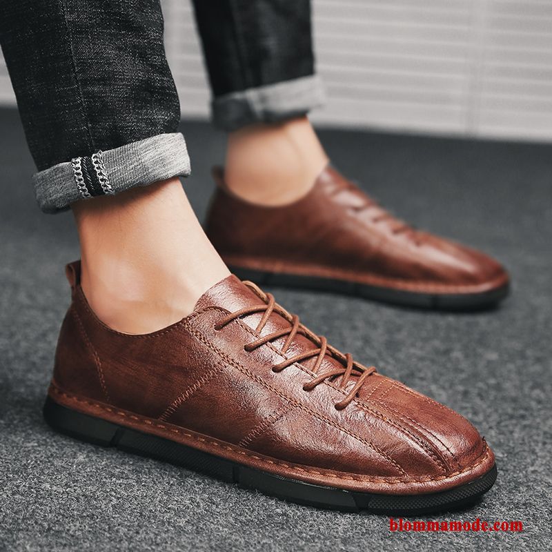 Loafers Herr Läderskor British Trend Casual Business Vår Allt Matchar Röd