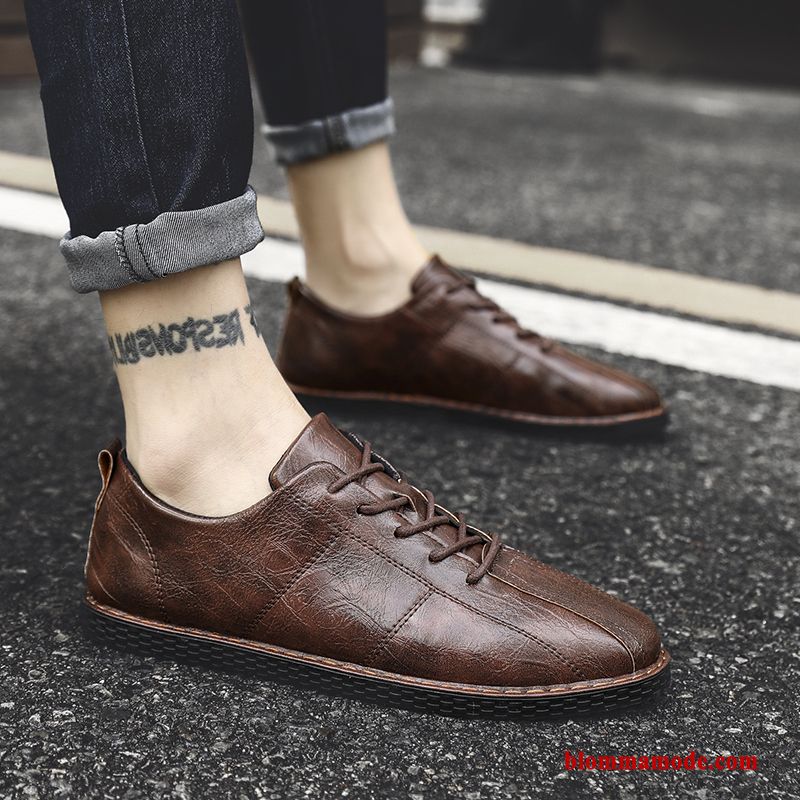 Loafers Herr Läderskor British Trend Casual Business Vår Allt Matchar Röd