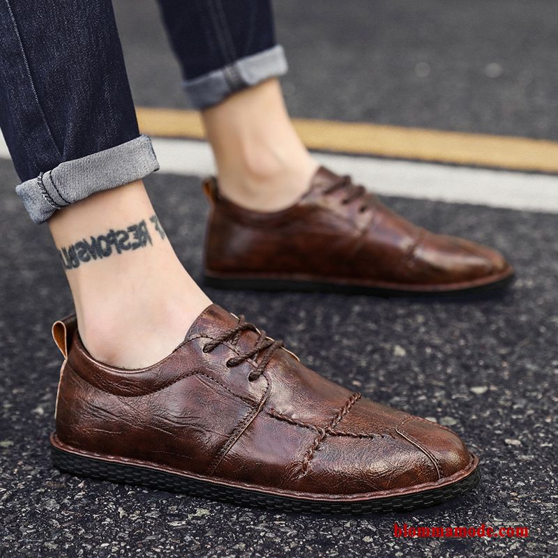 Loafers Herr Läderskor British Trend Casual Business Vår Allt Matchar Röd