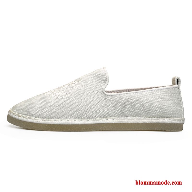 Loafers Herr Ungdom Kanvas Slip On Skor Casual Tygskor Tryck Svart