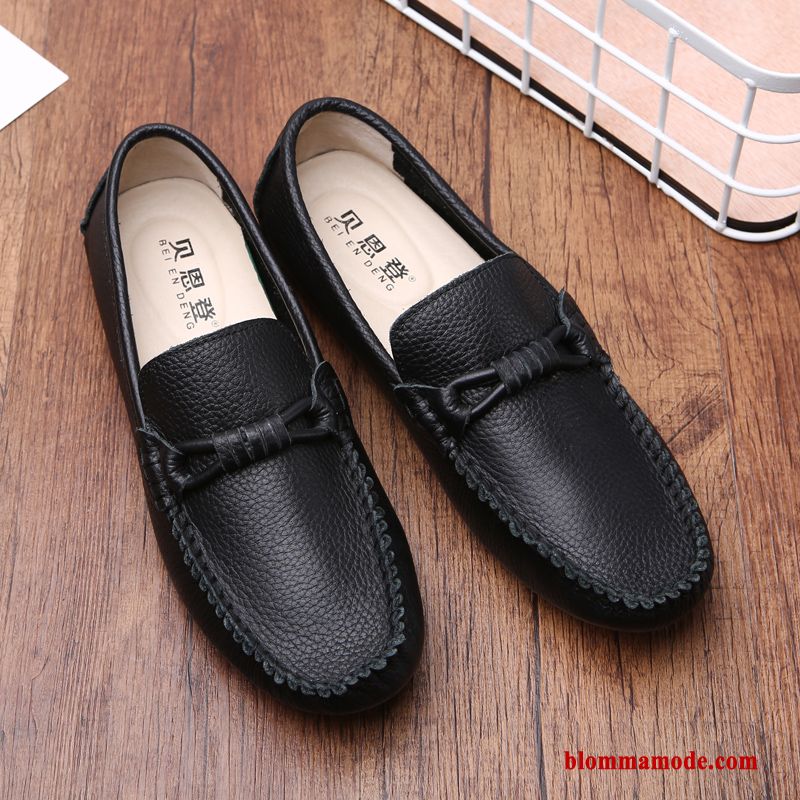 Loafers Höst Båtskor Loafer Läderskor 2018 Herr Casual Trend Vit Svart