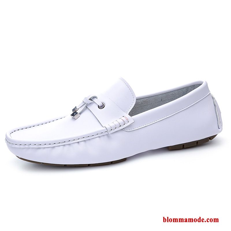 Loafers Läder Sommar Skor Äkta Läder Nubuck Loafer Båtskor Herr Vit