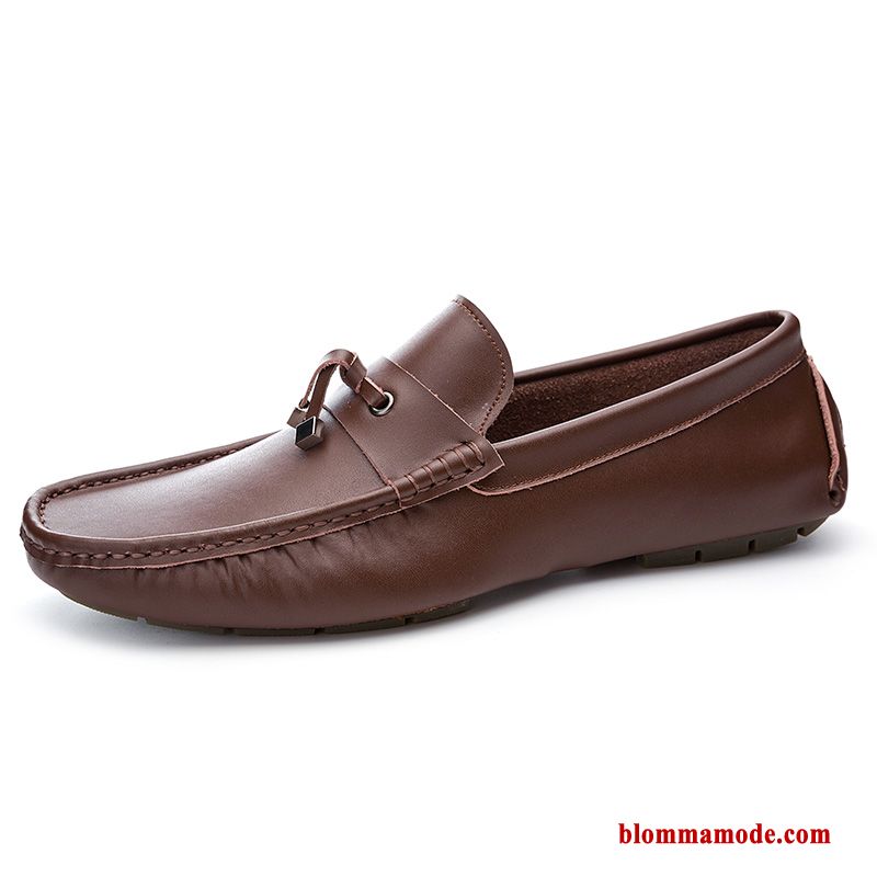 Loafers Läder Sommar Skor Äkta Läder Nubuck Loafer Båtskor Herr Vit