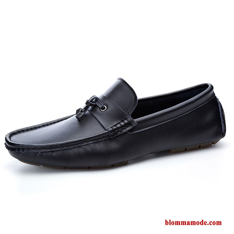 Loafers Läder Sommar Skor Äkta Läder Nubuck Loafer Båtskor Herr Vit