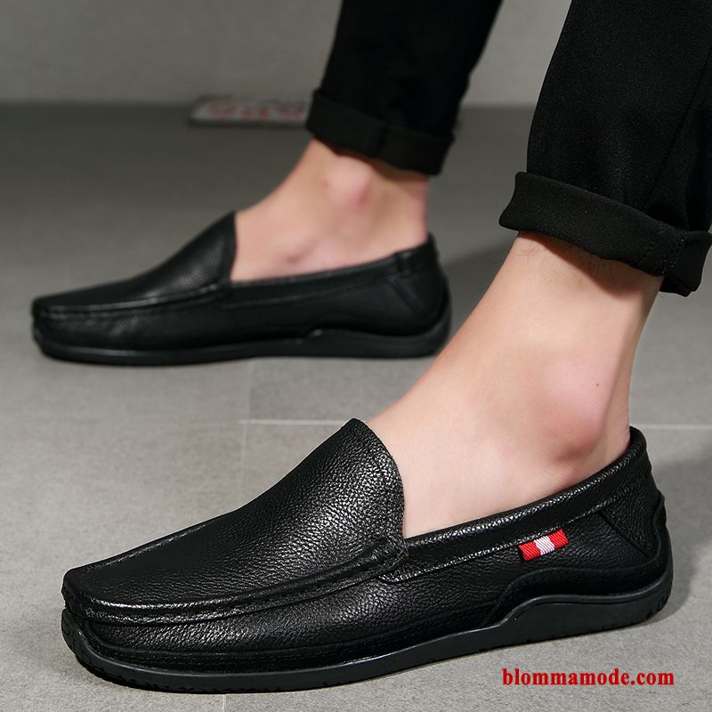 Loafers Läderskor Mjuka 2019 Casual Sommar Herr Båtskor Allt Matchar Röd