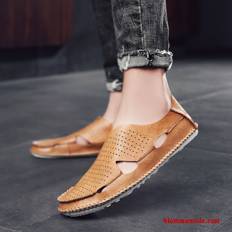 Loafers Läderskor Skit Loafer 2019 Sommar Casual Brun Herr Vit Svart Grå