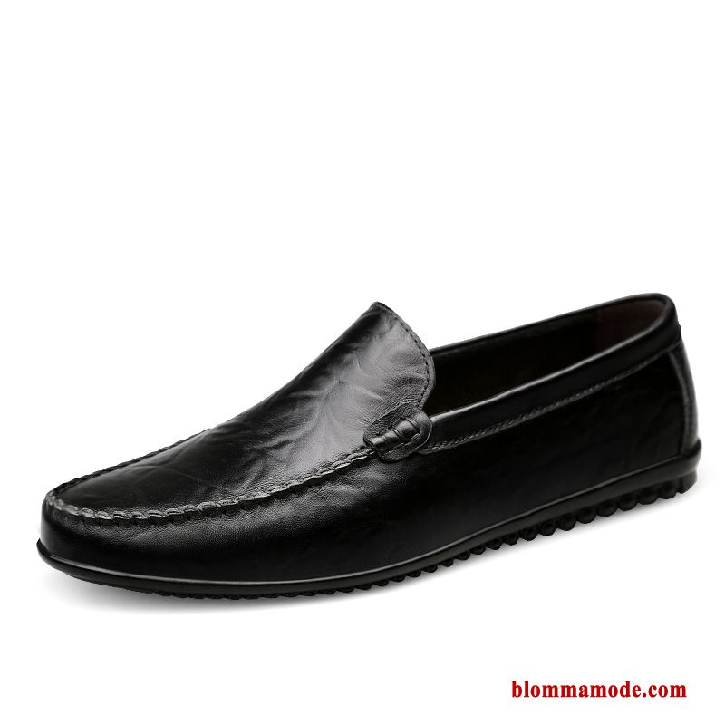 Loafers Mjuka Läderskor Äkta Läder Casual Sommar Andningsbar Trend Herr Gul Brun