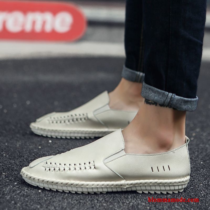 Loafers Skit Trend Herr Casual Student Skor Läderskor Adolescens Gul Vit Brun