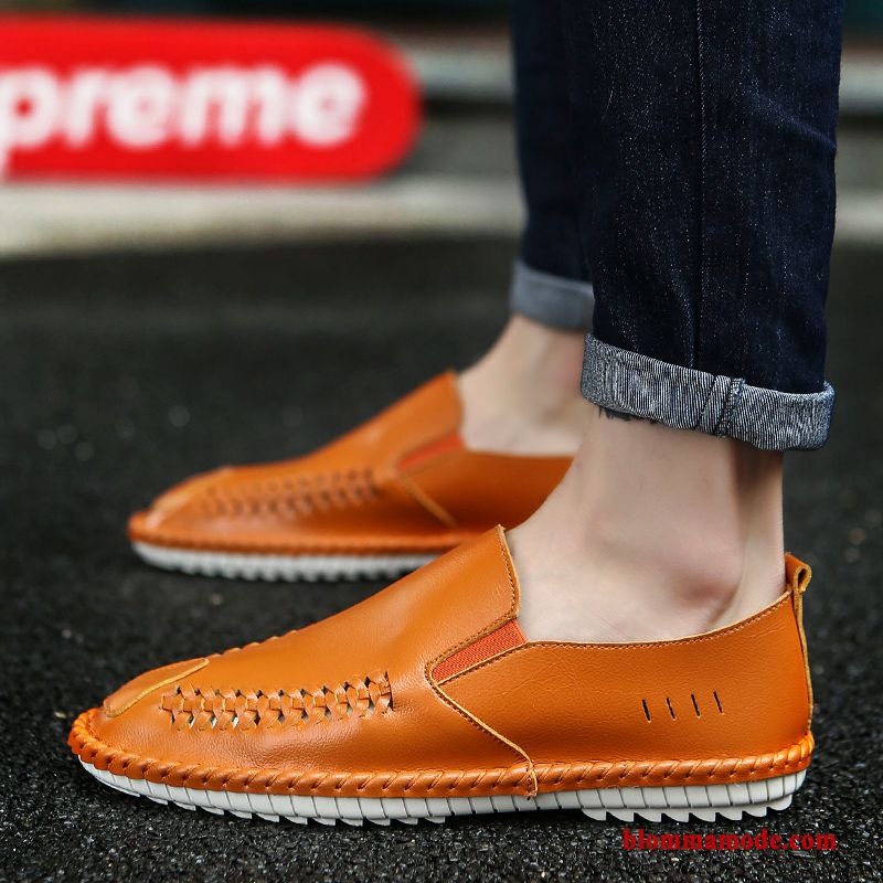 Loafers Skit Trend Herr Casual Student Skor Läderskor Adolescens Gul Vit Brun