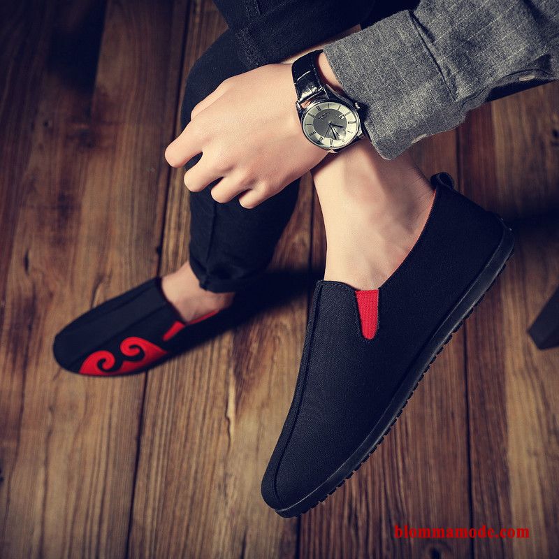 Loafers Skor Herr Andningsbar Kanvas Sommar Casual Tygskor Trend Svart