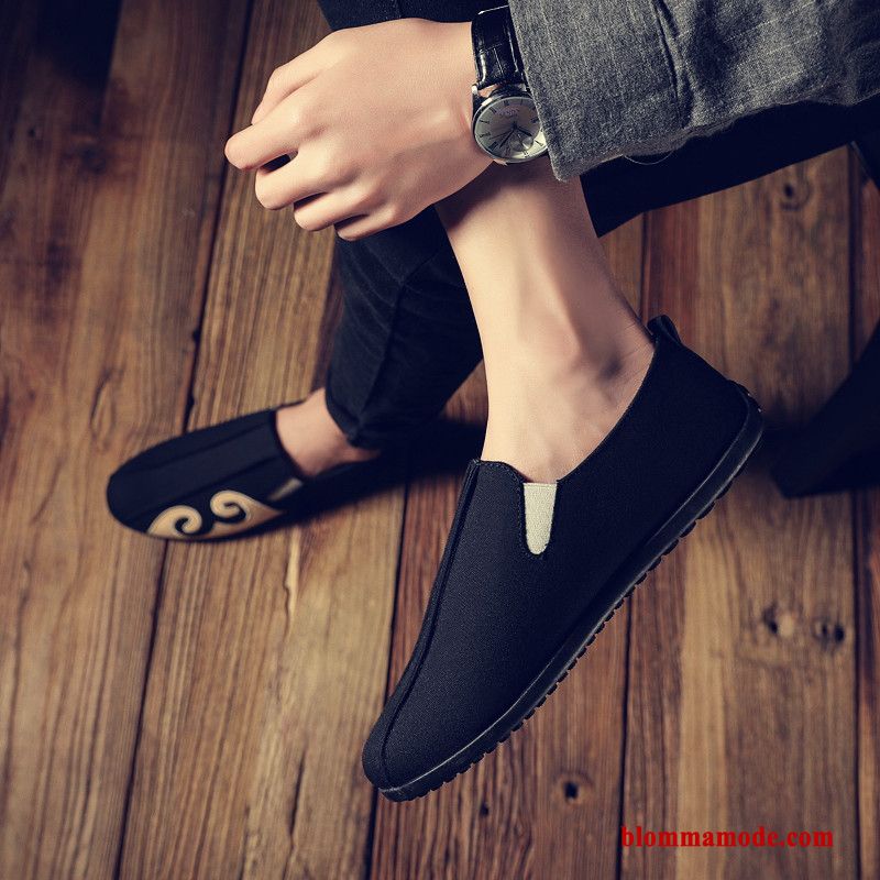 Loafers Skor Herr Andningsbar Kanvas Sommar Casual Tygskor Trend Svart