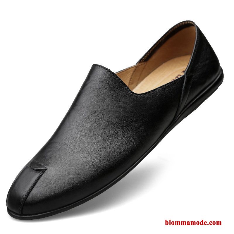 Loafers Slip On Ungdom Casual Båtskor Sommar Läderskor Loafer Herr Svart