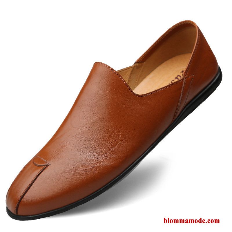 Loafers Slip On Ungdom Casual Båtskor Sommar Läderskor Loafer Herr Svart