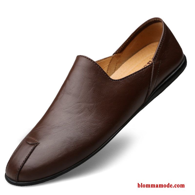 Loafers Slip On Ungdom Casual Båtskor Sommar Läderskor Loafer Herr Svart