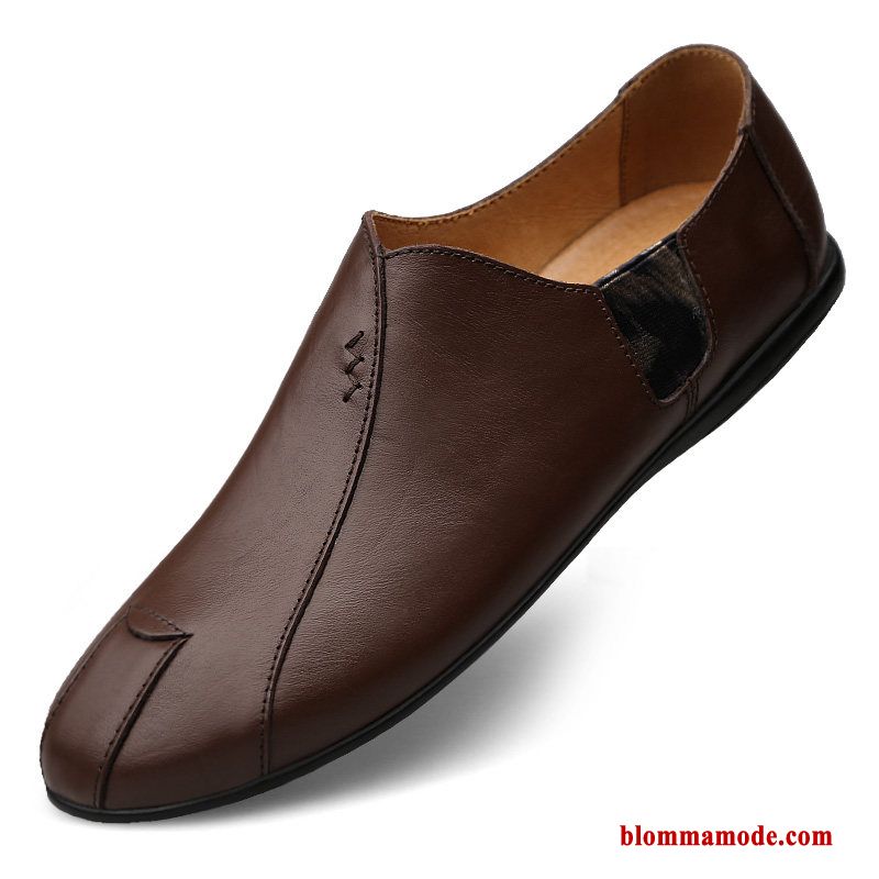 Loafers Slip On Ungdom Casual Båtskor Sommar Läderskor Loafer Herr Svart