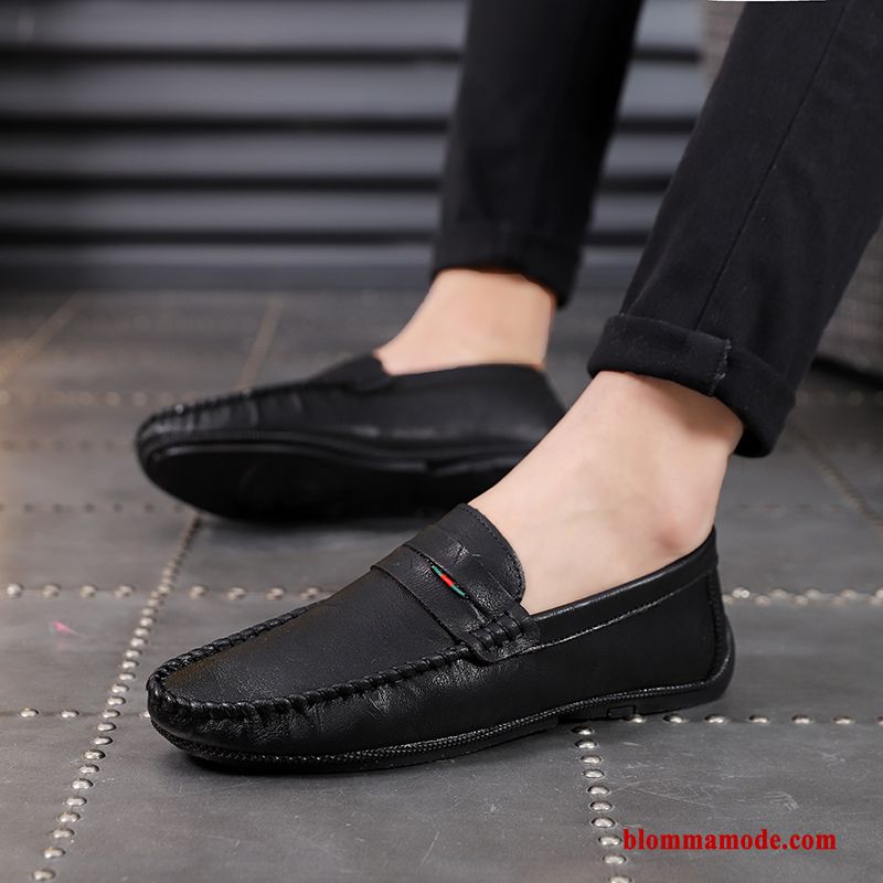 Loafers Trend Casual Slip On Skor Herr Båtskor Loafer Läderskor Svart