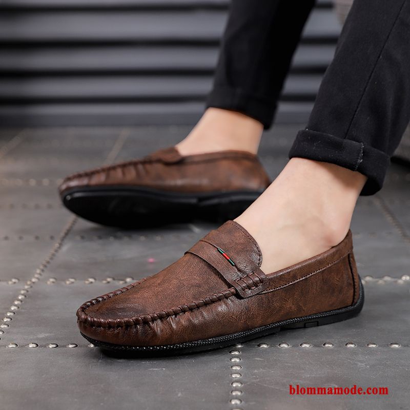 Loafers Trend Casual Slip On Skor Herr Båtskor Loafer Läderskor Svart