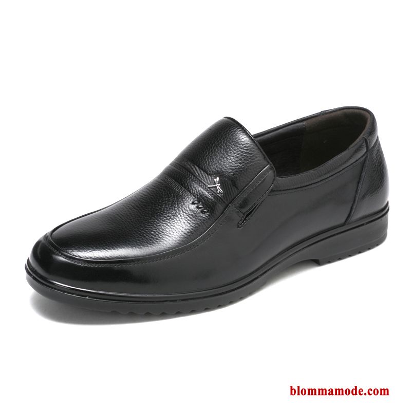 Läderskor Autentiska Äkta Läder Mode Business Casual Brun Slip On Skor Herr Röd