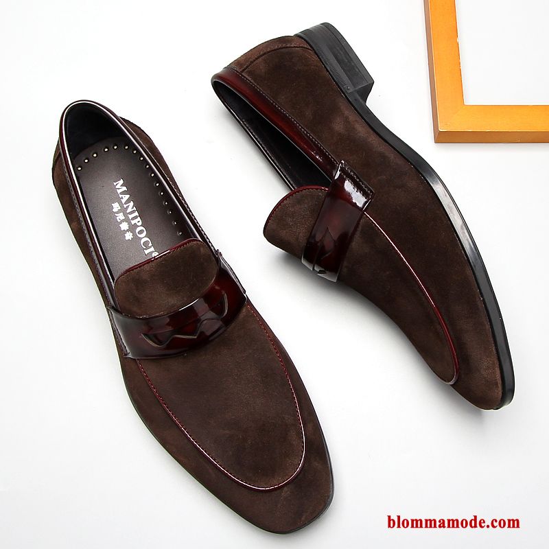 Läderskor Trend Höst Slip On Business Casual Skor Nubuck Herr Svart