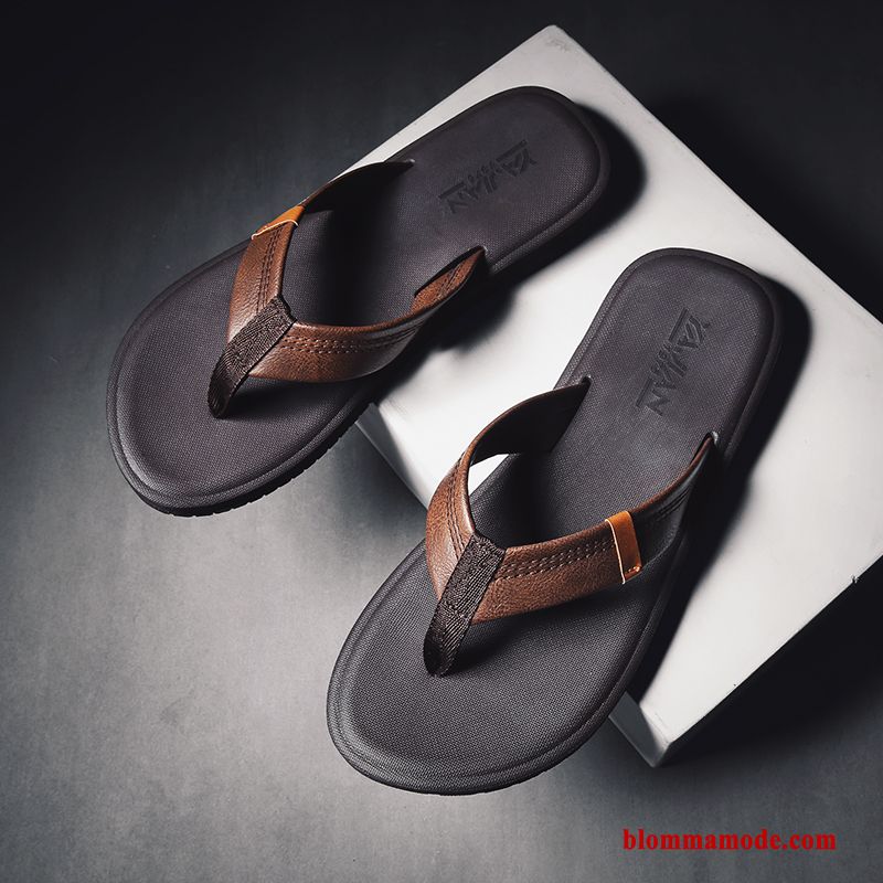 Mode Sommar Herr Tofflor 2019 Flip Flops Personlighet Glidskydds Svart