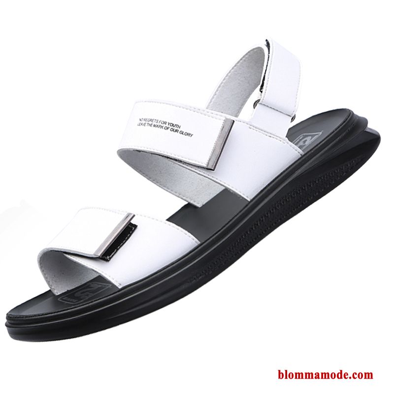 Nbsp;utomhus Sandaler 2019 Äkta Läder Sommar Stranden Casual Mjuka Herr Vit