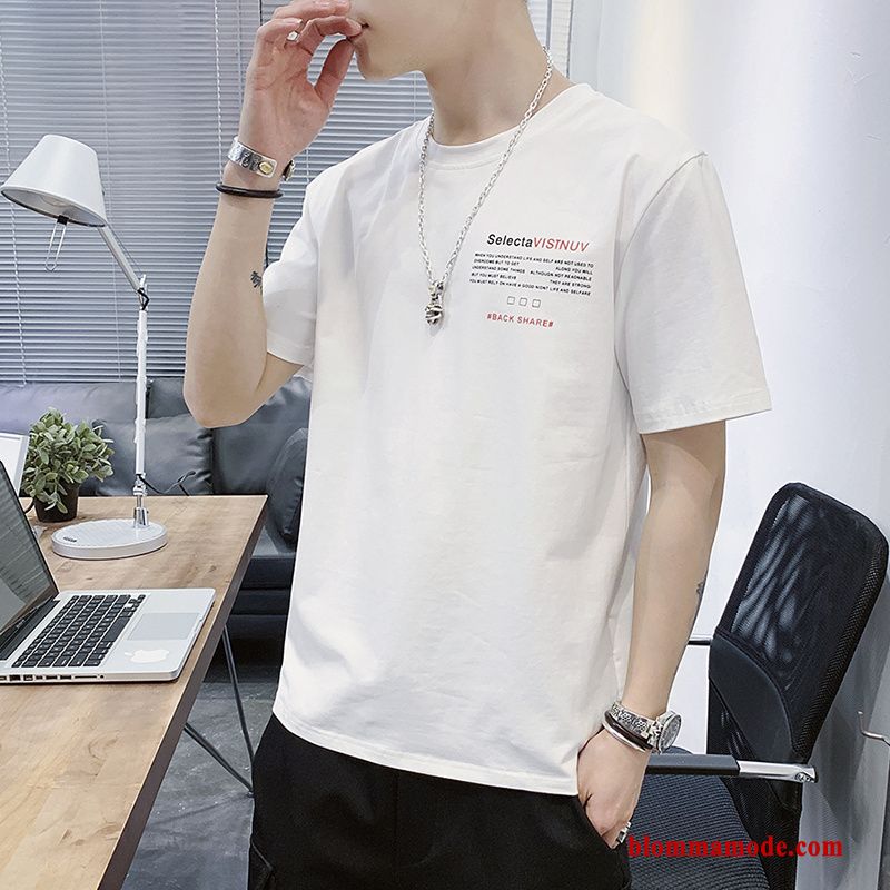 Par T-shirt Kortärmad Slim Fit Vit Sommar Halv Ärm Trend Varumärke Herr