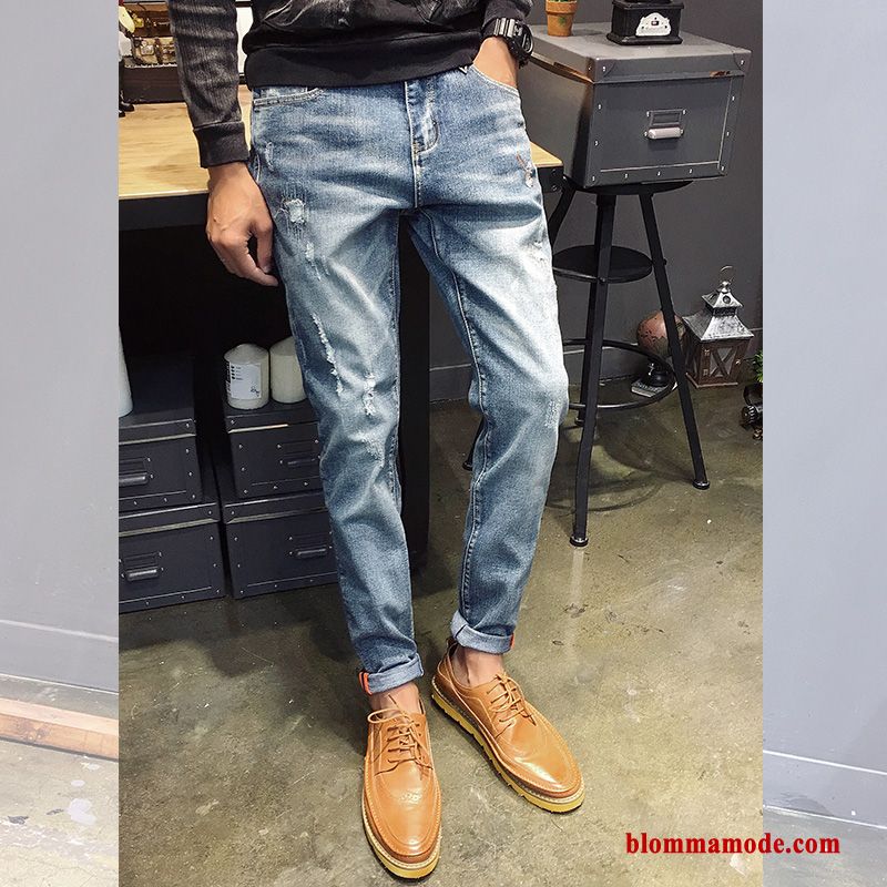 Personlighet Höst Broderi Herr Cigarettbyxor Slim Fit Jeans Trend