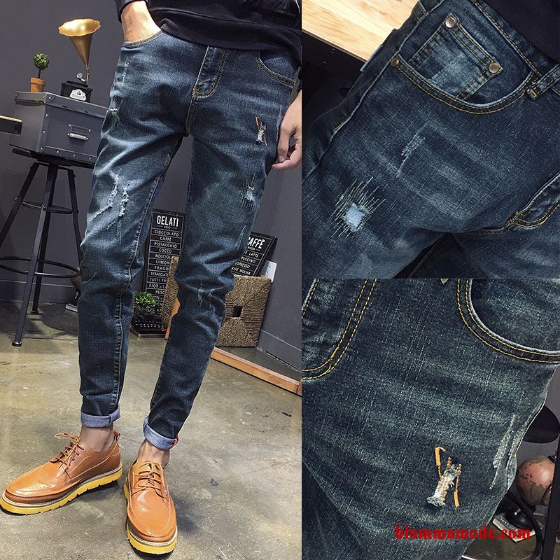 Personlighet Höst Broderi Herr Cigarettbyxor Slim Fit Jeans Trend