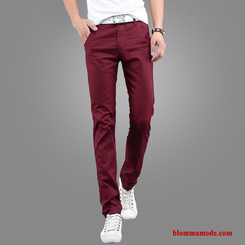 Rakt Herr Casual Byxor Trend Ungdom Kaki Ny Slim Fit