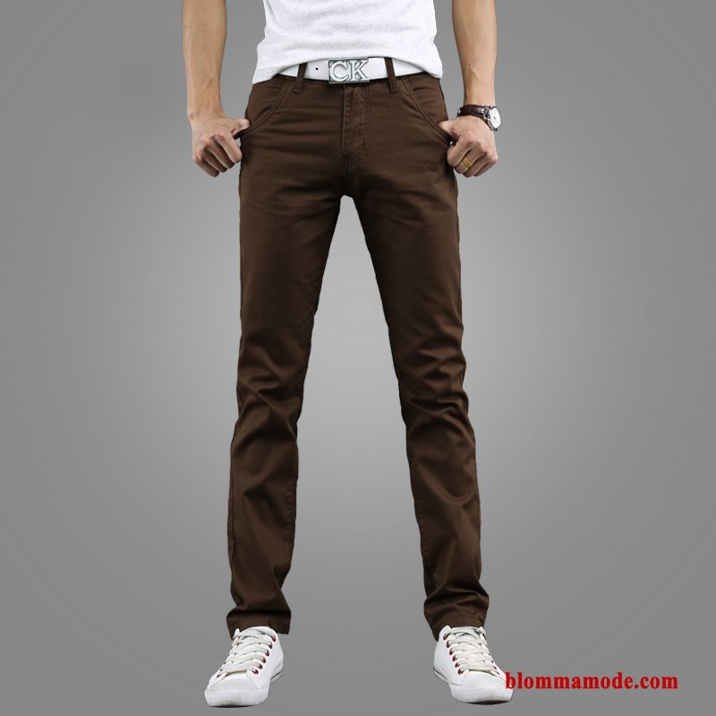 Rakt Herr Casual Byxor Trend Ungdom Kaki Ny Slim Fit