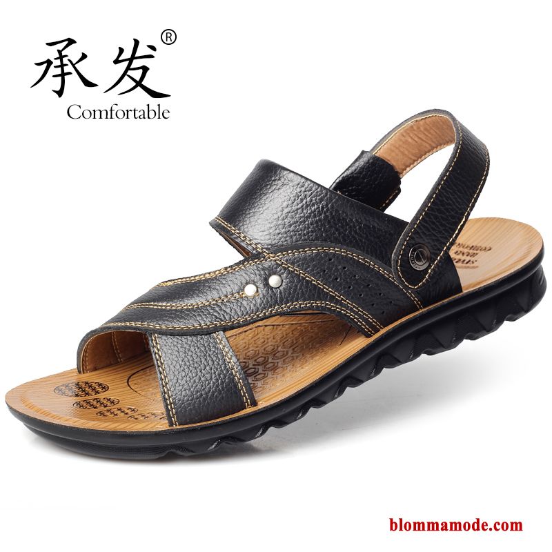 Sandaler Herr Äkta Läder Stranden Casual Andningsbar Trend Brun Skor