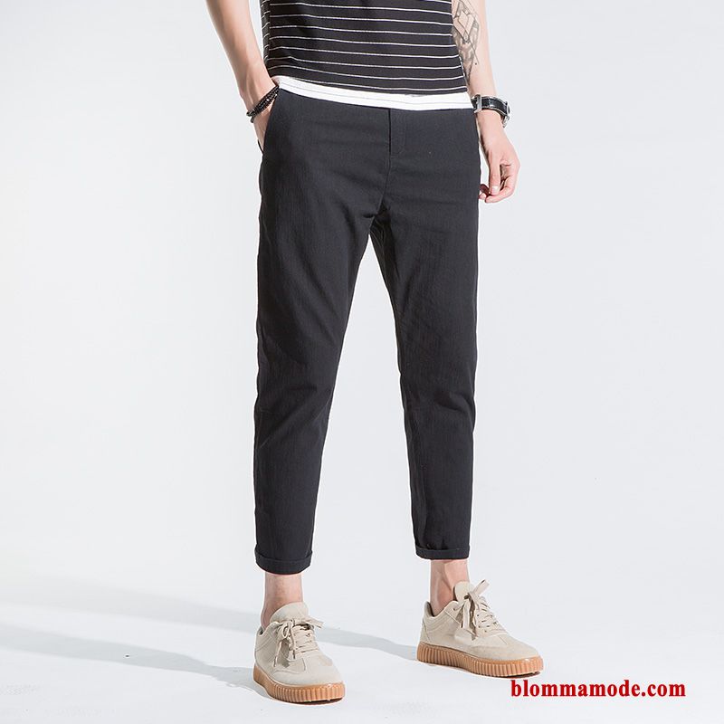 Slim Fit Höst Svart Trend Casual Byxor Herr Stretch