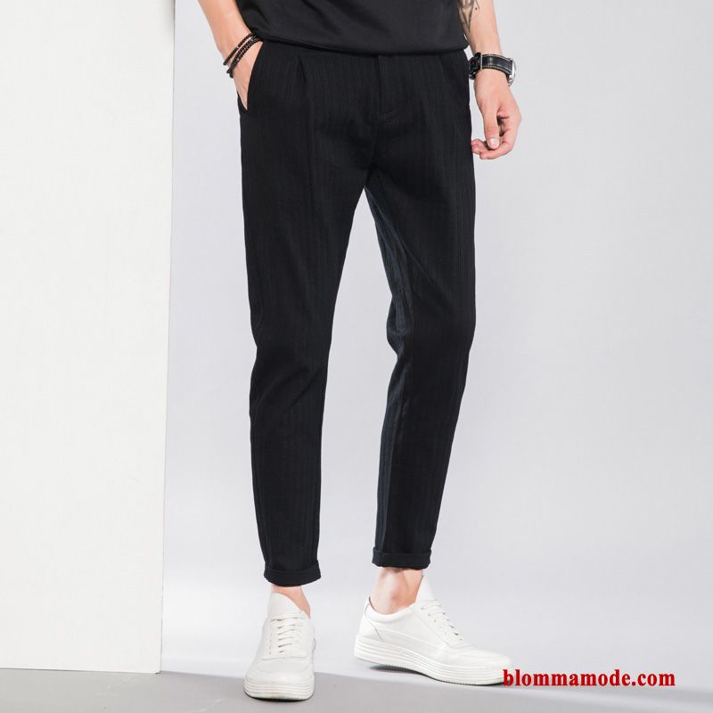 Slim Fit Höst Svart Trend Casual Byxor Herr Stretch