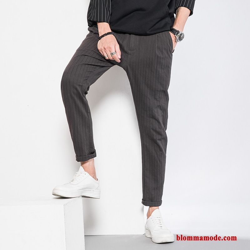 Slim Fit Höst Svart Trend Casual Byxor Herr Stretch