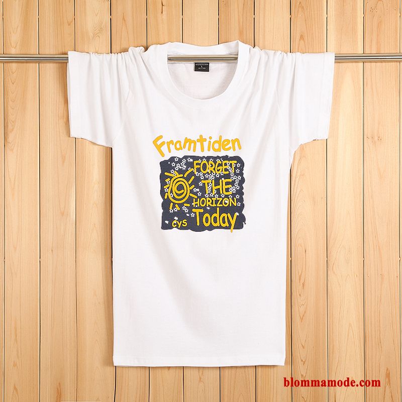 Sommar T-shirt Herr Lösa Stora Storlekar Feta Svart Halv Ärm