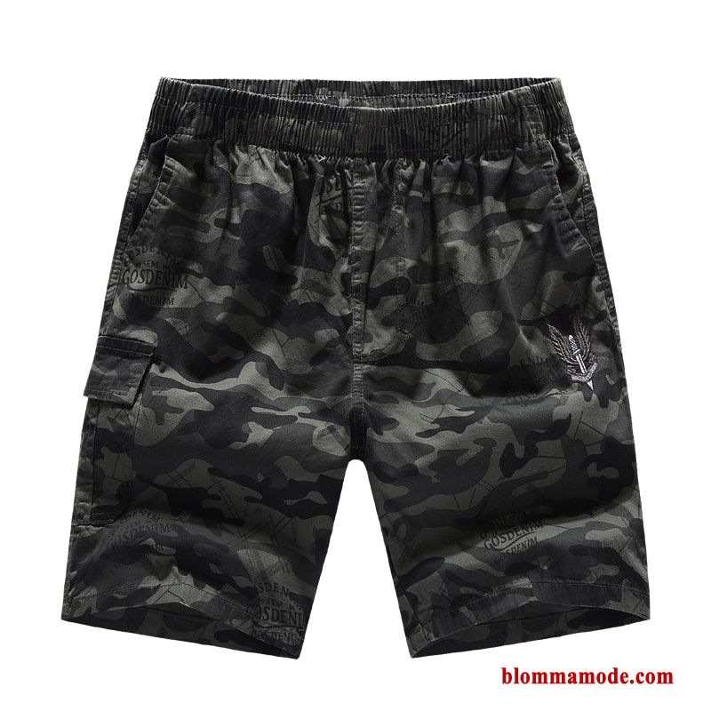 Svettbyxor Shorts Lösa Camouflage Bomull Casual Sommar Kortbyxor Herr