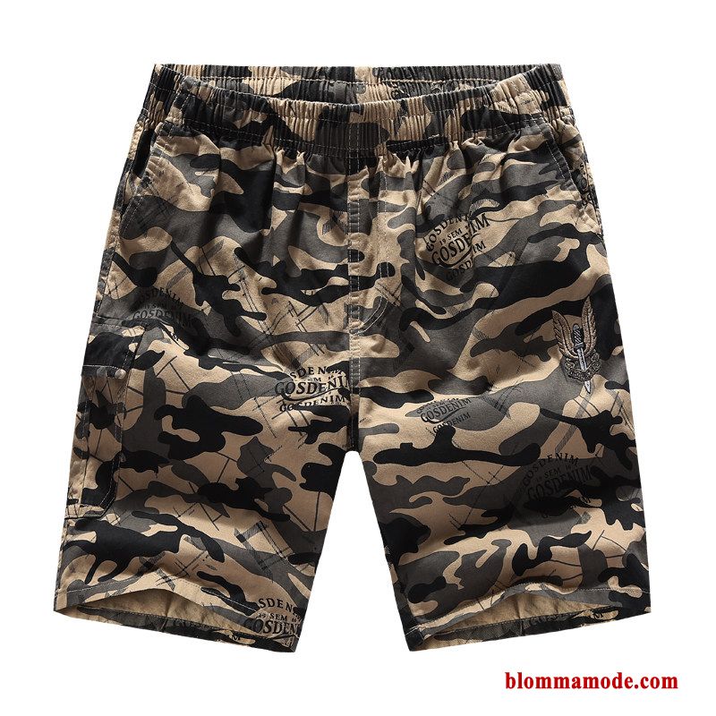 Svettbyxor Shorts Lösa Camouflage Bomull Casual Sommar Kortbyxor Herr