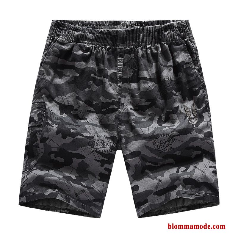 Svettbyxor Shorts Lösa Camouflage Bomull Casual Sommar Kortbyxor Herr