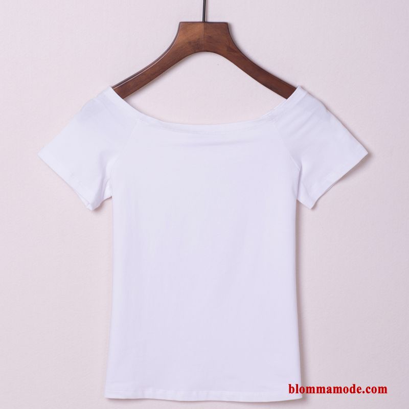 T-shirt Slim Fit Sexig Till Toppar Halv Ärm Strapless Dam Svart