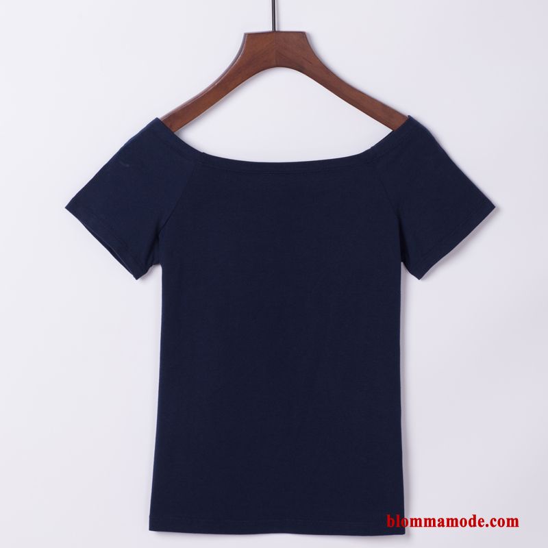 T-shirt Slim Fit Sexig Till Toppar Halv Ärm Strapless Dam Svart