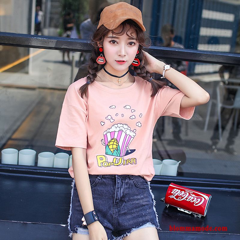 T-shirt Vit Ny Student Dam Sommar Tunn Lösa Toppar