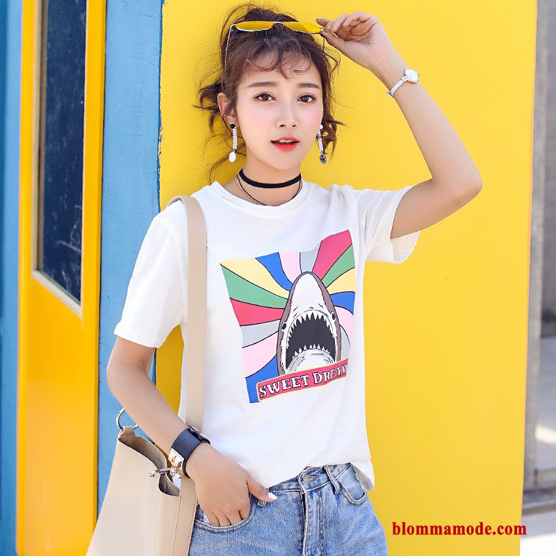T-shirt Vit Ny Student Dam Sommar Tunn Lösa Toppar