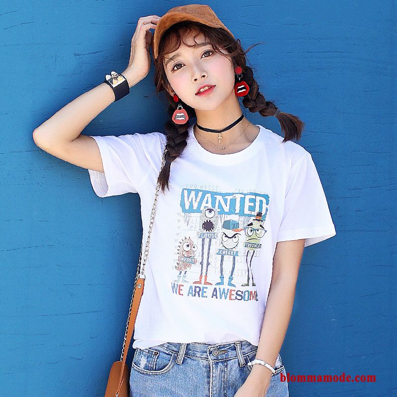 T-shirt Vit Ny Student Dam Sommar Tunn Lösa Toppar