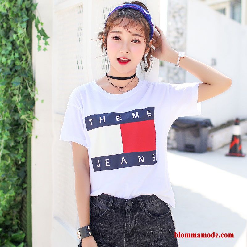 T-shirt Vit Ny Student Dam Sommar Tunn Lösa Toppar