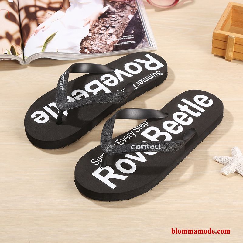 Tofflor Flip Flops Glidskydds Badrum 2019 Herr Andningsbar Casual Skor Svart